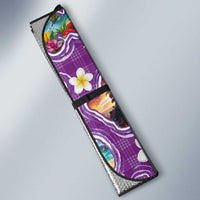 Hawaiian Island Shapes-Iconic Landscape Auto Sun Shade with Plumeria and Palaka Purple Color