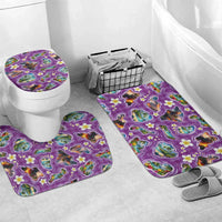 Hawaiian Island Shapes-Iconic Landscape Bathroom Set with Plumeria and Palaka Purple Color