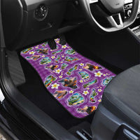Hawaiian Island Shapes-Iconic Landscape Car Mats with Plumeria and Palaka Purple Color