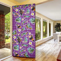 Hawaiian Island Shapes-Iconic Landscape Door Cover with Plumeria and Palaka Purple Color LT03 - Polynesian Pride
