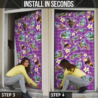 Hawaiian Island Shapes-Iconic Landscape Door Cover with Plumeria and Palaka Purple Color LT03 - Polynesian Pride