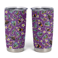 Hawaiian Island Shapes-Iconic Landscape Tumbler Cup with Plumeria and Palaka Purple Color LT03 Purple - Polynesian Pride