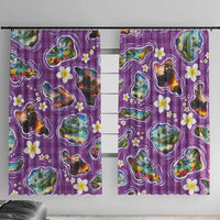 Hawaiian Island Shapes-Iconic Landscape Window Curtain with Plumeria and Palaka Purple Color