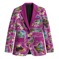 Hawaiian Island Shapes-Iconic Landscape Blazer with Plumeria and Palaka Pink Color