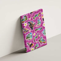 Hawaiian Island Shapes-Iconic Landscape Canvas Wall Art with Plumeria and Palaka Pink Color