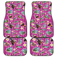 Hawaiian Island Shapes-Iconic Landscape Car Mats with Plumeria and Palaka Pink Color