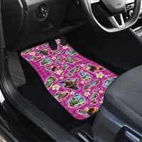 Hawaiian Island Shapes-Iconic Landscape Car Mats with Plumeria and Palaka Pink Color