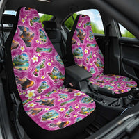 Hawaiian Island Shapes-Iconic Landscape Car Seat Cover with Plumeria and Palaka Pink Color LT03 One Size Pink - Polynesian Pride