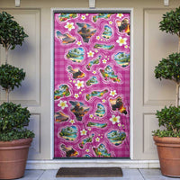 Hawaiian Island Shapes-Iconic Landscape Door Cover with Plumeria and Palaka Pink Color