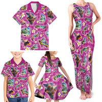Hawaiian Island Shapes-Iconic Landscape Family Matching Tank Maxi Dress and Hawaiian Shirt with Plumeria and Palaka Pink Color LT03 - Polynesian Pride