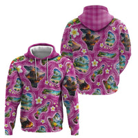 Hawaiian Island Shapes-Iconic Landscape Hoodie with Plumeria and Palaka Pink Color