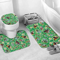 Hawaii Map with Plumeria Flower and Palaka Pattern Bathroom Set Tropical Island Green Design