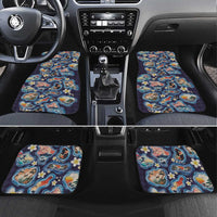 Hawaii Islands Map Design with Japanese Landscape Car Mats Hawaiian Japan Fusion Art Navy Color