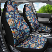Hawaii Islands Map Design with Japanese Landscape Car Seat Cover Hawaiian Japan Fusion Art Navy Color