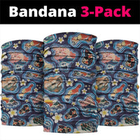 Hawaii Islands Map Design with Japanese Landscape Neck Gaiter Hawaiian Japan Fusion Art Navy Color