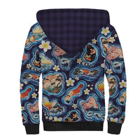Hawaii Islands Map Design with Japanese Landscape Sherpa Hoodie Hawaiian Japan Fusion Art Navy Color LT03 - Polynesian Pride