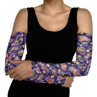 Hawaii Islands Map Design with Japanese Landscape Arm Sleeves Hawaiian Japan Fusion Art Purple Color