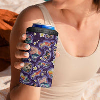 Hawaii Islands Map Design with Japanese Landscape 4 in 1 Can Cooler Tumbler Hawaiian Japan Fusion Art Purple Color LT03 - Polynesian Pride