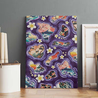Hawaii Islands Map Design with Japanese Landscape Canvas Wall Art Hawaiian Japan Fusion Art Purple Color