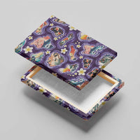 Hawaii Islands Map Design with Japanese Landscape Canvas Wall Art Hawaiian Japan Fusion Art Purple Color