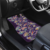 Hawaii Islands Map Design with Japanese Landscape Car Mats Hawaiian Japan Fusion Art Purple Color