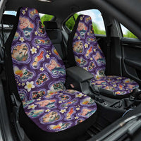 Hawaii Islands Map Design with Japanese Landscape Car Seat Cover Hawaiian Japan Fusion Art Purple Color LT03 One Size Purple - Polynesian Pride