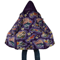Hawaii Islands Map Design with Japanese Landscape Cloak Hawaiian Japan Fusion Art Purple Color