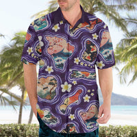 Hawaii Islands Map Design with Japanese Landscape Hawaiian Shirt Hawaiian Japan Fusion Art Purple Color LT03 - Polynesian Pride