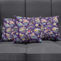 Hawaii Islands Map Design with Japanese Landscape Pillow Cover Hawaiian Japan Fusion Art Purple Color LT03 - Polynesian Pride