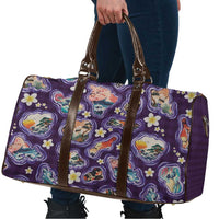 Hawaii Islands Map Design with Japanese Landscape Travel Bag Hawaiian Japan Fusion Art Purple Color LT03 - Polynesian Pride