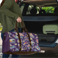Hawaii Islands Map Design with Japanese Landscape Travel Bag Hawaiian Japan Fusion Art Purple Color LT03 - Polynesian Pride