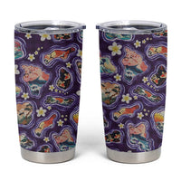 Hawaii Islands Map Design with Japanese Landscape Tumbler Cup Hawaiian Japan Fusion Art Purple Color LT03 Purple - Polynesian Pride