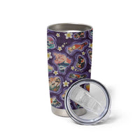 Hawaii Islands Map Design with Japanese Landscape Tumbler Cup Hawaiian Japan Fusion Art Purple Color LT03 - Polynesian Pride