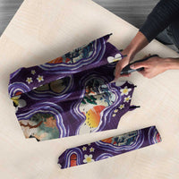 Hawaii Islands Map Design with Japanese Landscape Umbrella Hawaiian Japan Fusion Art Purple Color LT03 - Polynesian Pride