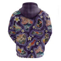 Hawaii Islands Map Design with Japanese Landscape Zip Hoodie Hawaiian Japan Fusion Art Purple Color LT03 - Polynesian Pride