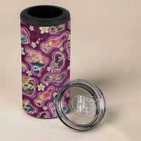 Hawaii Islands Map Design with Japanese Landscape 4 in 1 Can Cooler Tumbler Hawaiian Japan Fusion Art Pink Color LT03 - Polynesian Pride