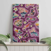 Hawaii Islands Map Design with Japanese Landscape Canvas Wall Art Hawaiian Japan Fusion Art Pink Color