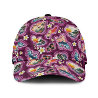 Hawaii Islands Map Design with Japanese Landscape Classic Cap Hawaiian Japan Fusion Art Pink Color
