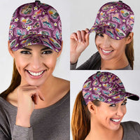 Hawaii Islands Map Design with Japanese Landscape Classic Cap Hawaiian Japan Fusion Art Pink Color
