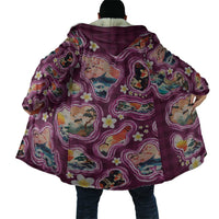 Hawaii Islands Map Design with Japanese Landscape Cloak Hawaiian Japan Fusion Art Pink Color