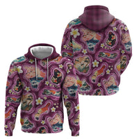 Hawaii Islands Map Design with Japanese Landscape Hoodie Hawaiian Japan Fusion Art Pink Color