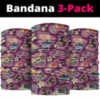 Hawaii Islands Map Design with Japanese Landscape Neck Gaiter Hawaiian Japan Fusion Art Pink Color