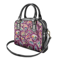 Hawaii Islands Map Design with Japanese Landscape Shoulder Handbag Hawaiian Japan Fusion Art Pink Color