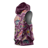 Hawaii Islands Map Design with Japanese Landscape Sleeveless Hoodie Hawaiian Japan Fusion Art Pink Color LT03 - Polynesian Pride