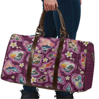 Hawaii Islands Map Design with Japanese Landscape Travel Bag Hawaiian Japan Fusion Art Pink Color
