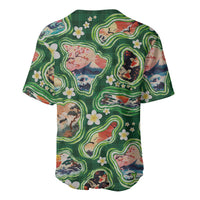 Hawaiian and Japanese Culture Together Baseball Jersey Hawaiian Island Shapes with Japanese Landscape Green Color LT03 - Polynesian Pride