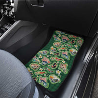 Hawaiian and Japanese Culture Together Car Mats Hawaiian Island Shapes with Japanese Landscape Green Color LT03 - Polynesian Pride