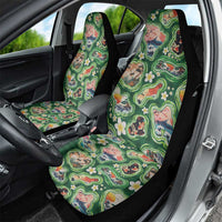 Hawaiian and Japanese Culture Together Car Seat Cover Hawaiian Island Shapes with Japanese Landscape Green Color LT03 - Polynesian Pride