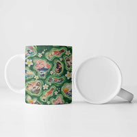 Hawaiian and Japanese Culture Together Ceramic Mug Hawaiian Island Shapes with Japanese Landscape Green Color LT03 - Polynesian Pride