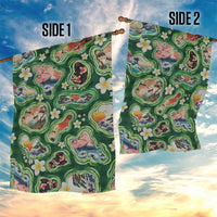 Hawaiian and Japanese Culture Together Garden Flag Hawaiian Island Shapes with Japanese Landscape Green Color LT03 - Polynesian Pride